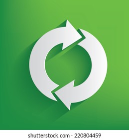 Refresh symbol on green background,clean vector