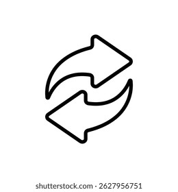 Refresh or sync icon with curved arrows, representing data synchronization, update, or reload