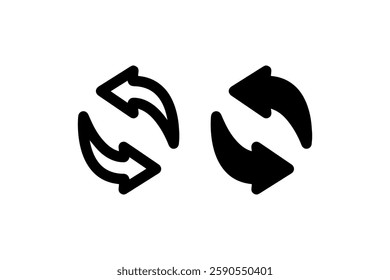 Refresh or sync icon in outline and solid Vector