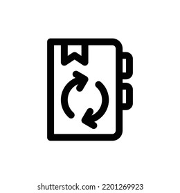 Refresh or sync notebook icon in black outline style