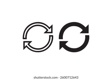Refresh and synchronization icon in black and white Vector