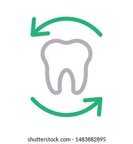 refresh teeth colour line vector icon