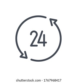 Tiempo de actualización con el icono de 24 líneas. Actualizar el signo de contorno vectorial Reloj y Reloj.