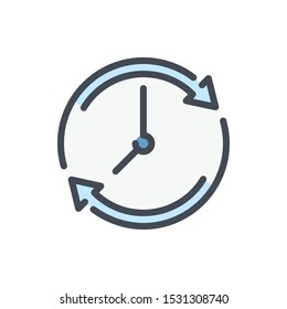 Refresh Time Color Line Icon. Update Clock Vector Outline Colorful Sign.