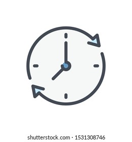 Refresh time color line icon. Update clock vector outline colorful sign.