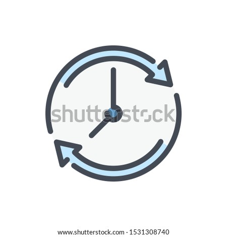 Refresh time color line icon. Update clock vector outline colorful sign.