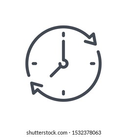 Refresh time line icon. Update clock vector outline sign.