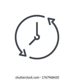 Refresh Time line icon. Update Clock and Watch vector outline sign.