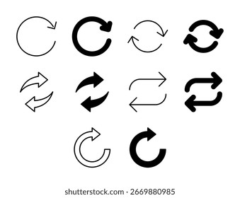 Refresh UI Icon Set Solid and Line Sync Update Vector Style Collection