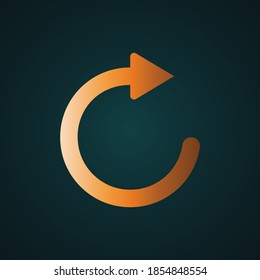 Refresh, update arrow. Gradient gold concept with dark background