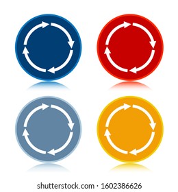 Refresh update icon isolated on trendy flat round buttons set reflected illustration design