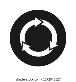 Refresh update icon vector illustration design isolated on flat black round button