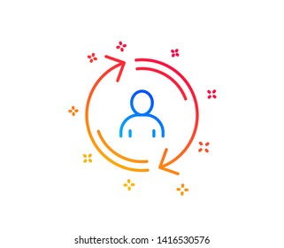 Refresh user info line icon. Update profile sign. Gradient design elements. Linear user info icon. Random shapes. Vector