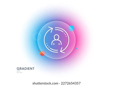 Refresh user info line icon. Gradient blur button with glassmorphism. Update profile sign. Transparent glass design. User info line icon. Vector
