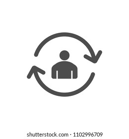 Refresh user sign, user profile icon. Vector illustration, flat design.