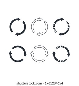 Refresh vector icon, circle icon set, arrows graphic.