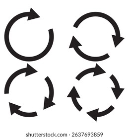 Refresh vector icon set black filled and outlined style. refresh, restart or reload vector symbol.