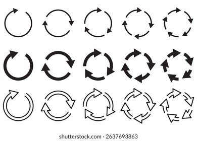 Refresh vector icon set black filled and outlined style. refresh, restart or reload vector symbol.