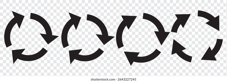Atualizar ícone de vetor definir estilo preto preenchido e contornado. atualizar, reiniciar ou recarregar símbolo de vetor.