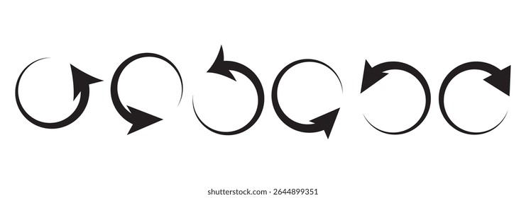 Refresh vector icon set black filled and outlined style. refresh, restart or reload vector 