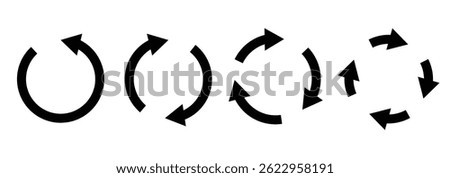 Refresh vector icon set black filled and outlined style. refresh, restart or reload vector symbol. Circle arrow icon vector, Flat style icon recycle arrow symbol web graphic design. Rotation arrows .