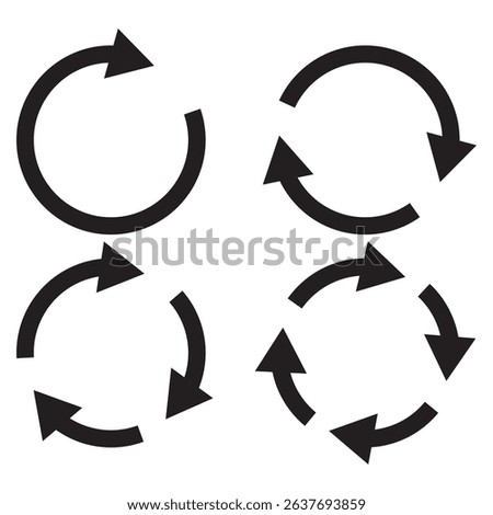 Refresh vector icon set black filled and outlined style. refresh, restart or reload vector symbol.