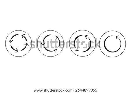 Refresh vector icon set black filled and outlined style. refresh, restart or reload vector 