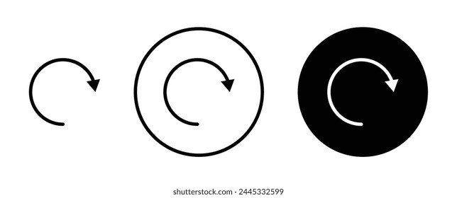 Refresh vector icon set. Rotation arrow sign. Repeat, reload, or redo vector icon for UI designs.
