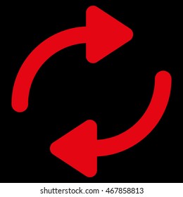 Refresh vector icon. Style is outline flat icon symbol, red color, black background.