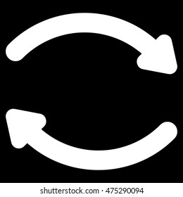 Refresh vector icon. Style is outline flat icon symbol, white color, black background.