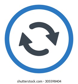 Refresh vector icon. This rounded flat symbol is drawn with smooth blue colors on a white background.