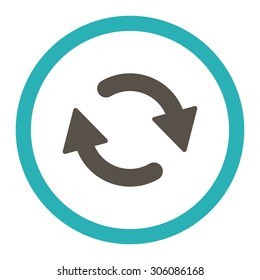 Refresh vector icon. This rounded flat symbol is drawn with grey and cyan colors on a white background.