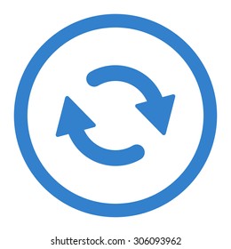 Refresh vector icon. This rounded flat symbol is drawn with cobalt color on a white background.