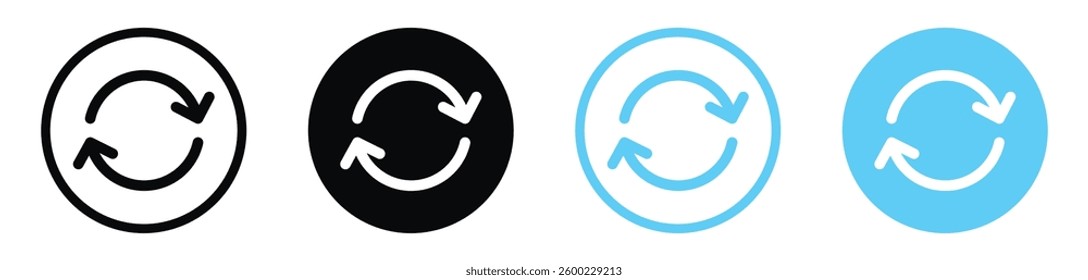Refresh vector icons in black and blue colors