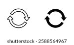 Refresh vectors icons set in filled and strokes on white background