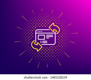 Refresh website line icon. Halftone pattern. Update web page sign. Gradient background. Refresh website line icon. Yellow halftone pattern. Vector