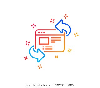 Refresh website line icon. Update web page sign. Gradient design elements. Linear refresh website icon. Random shapes. Vector