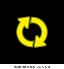 Refresh yellow glowing neon ui ux icon. Glowing sign logo vector