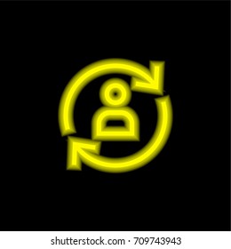 Refresh yellow glowing neon ui ux icon. Glowing sign logo vector