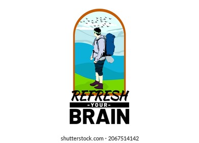 refresh your brain hand draw design