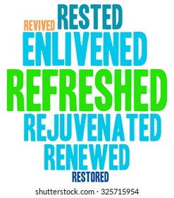 Refreshed word cloud on a white background. 