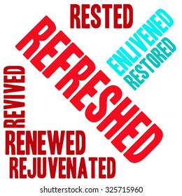 Refreshed word cloud on a white background. 