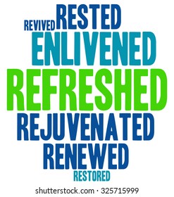 Refreshed word cloud on a white background. 