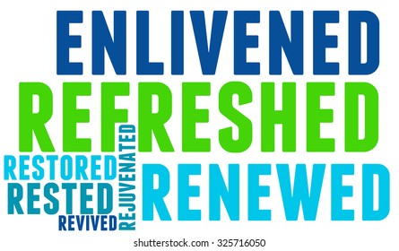 Refreshed word cloud on a white background. 