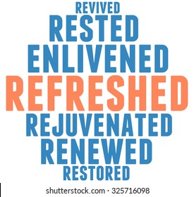 Refreshed word cloud on a white background. 