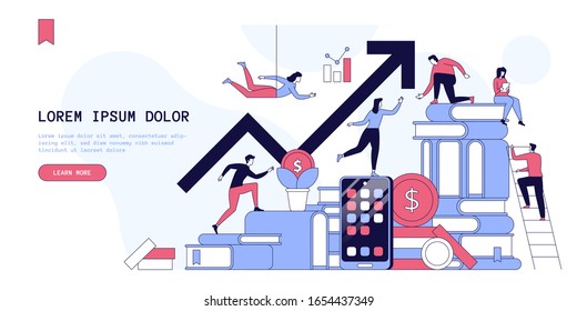 Auffrischungskurse, in denen die Vektorillustration der Seite angezeigt wird. Business Coaching Website Homepage-Interface Idee mit flachen Vektorgrafiken. Karriereförderung, Gewinnsteigerung von Webbannern