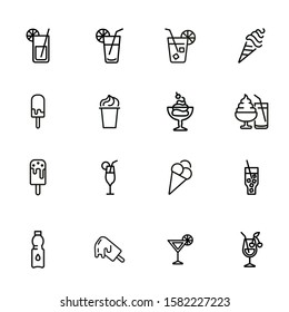 Refreshers Line Icon Set. Cola, Ice Cream, Lemonade. Drink Concept. Can Be Used For Topics Like Cafe, Menu, Food