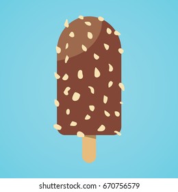 Refreshing Almond Chocolate Lolly Ice Cream Isolated