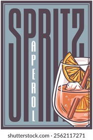 Refreshing aperol spritz cocktail is being served in a glass with ice cubes and orange slice, creating a vibrant and inviting presentation for a delightful summer beverage