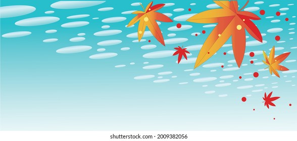 Un refrescante fondo de cielo otoñal con hojas de otoño bailando alrededor.